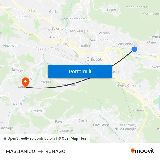 MASLIANICO to RONAGO map