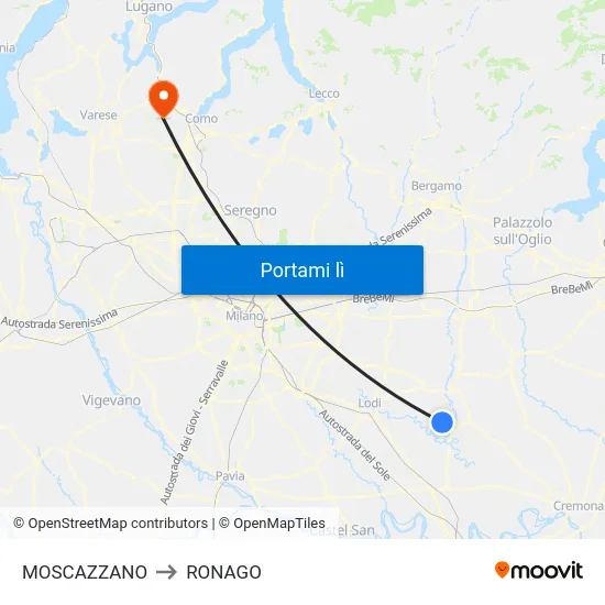 MOSCAZZANO to RONAGO map