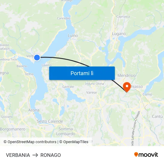 VERBANIA to RONAGO map