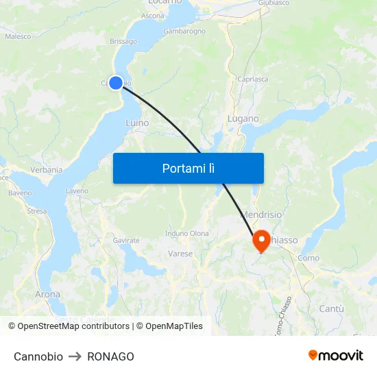 Cannobio to RONAGO map