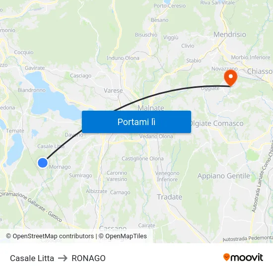 Casale Litta to RONAGO map