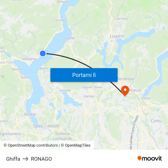 Ghiffa to RONAGO map