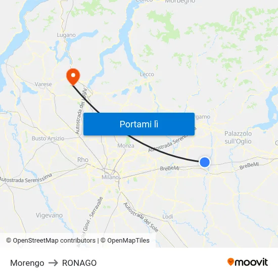 Morengo to RONAGO map