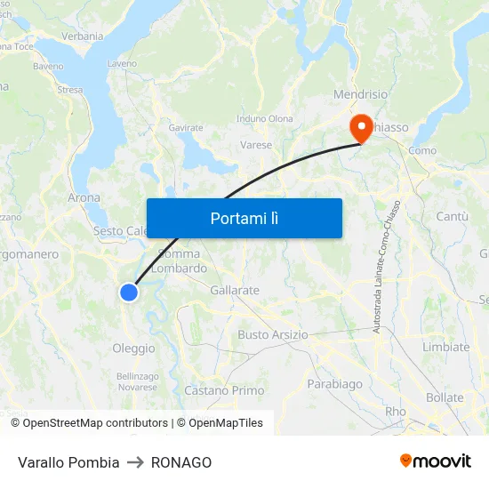 Varallo Pombia to RONAGO map