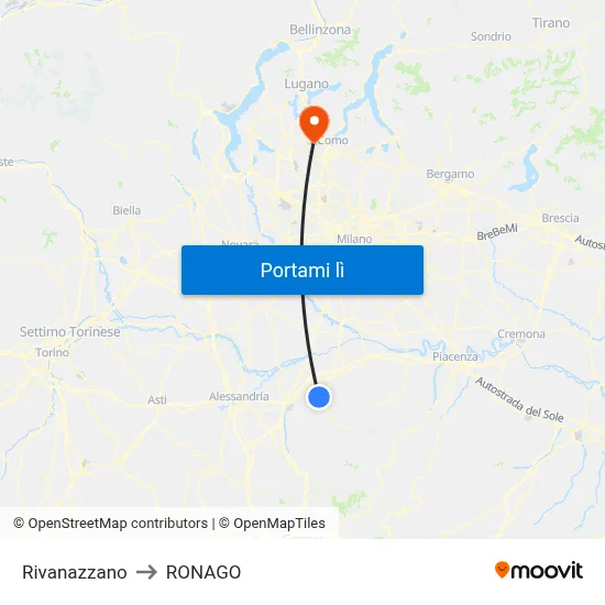 Rivanazzano to RONAGO map