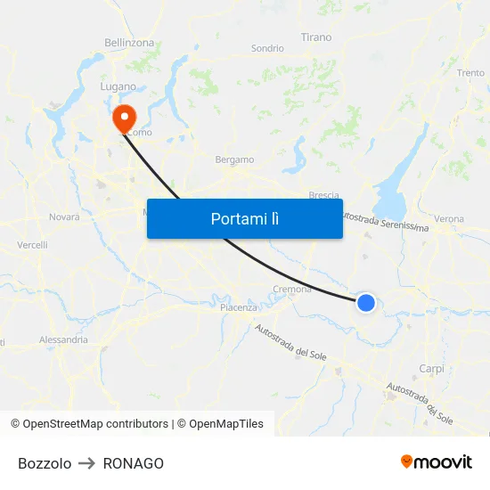 Bozzolo to RONAGO map