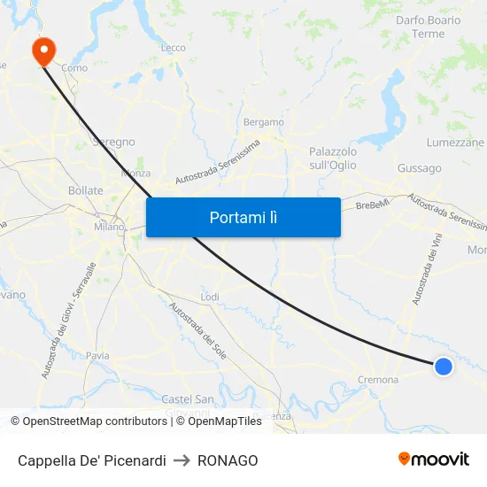 Cappella De' Picenardi to RONAGO map