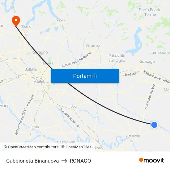 Gabbioneta-Binanuova to RONAGO map