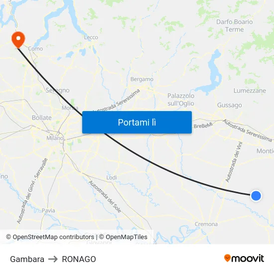 Gambara to RONAGO map