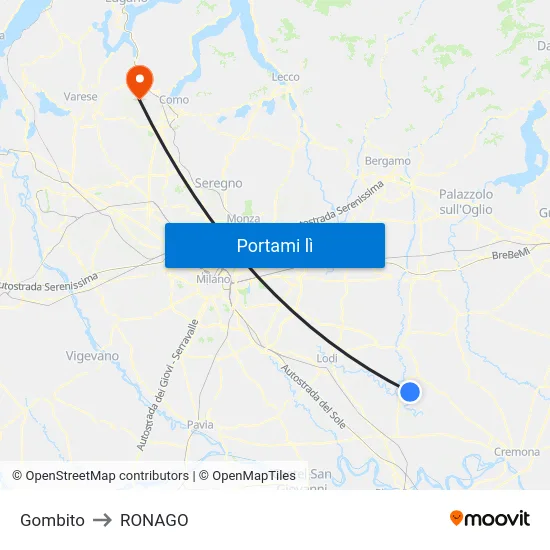 Gombito to RONAGO map