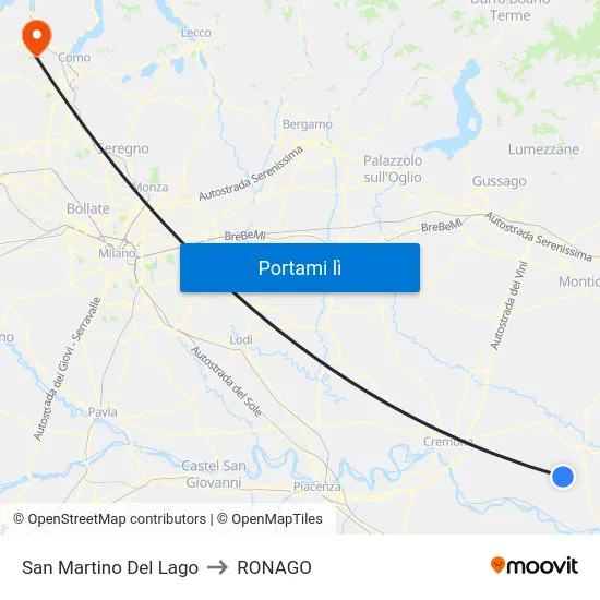San Martino Del Lago to RONAGO map