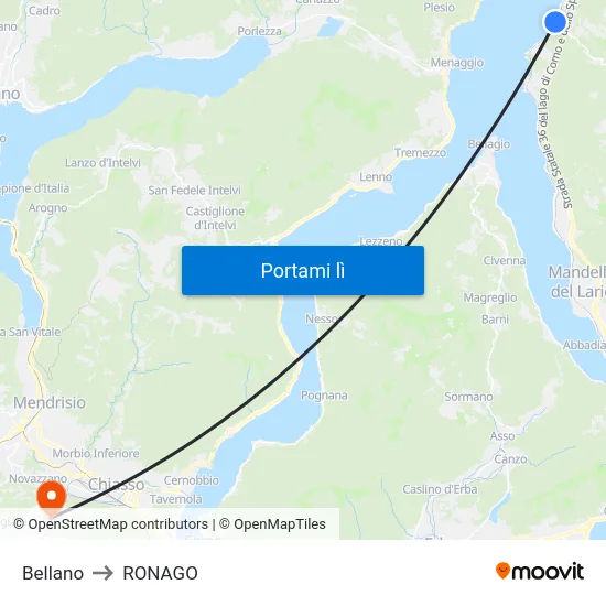 Bellano to RONAGO map