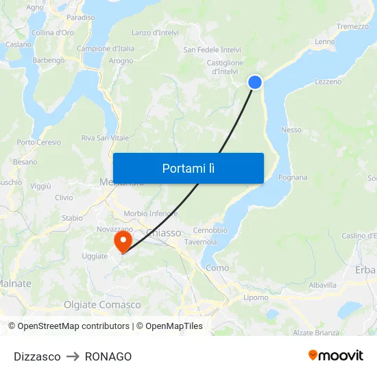 Dizzasco to RONAGO map