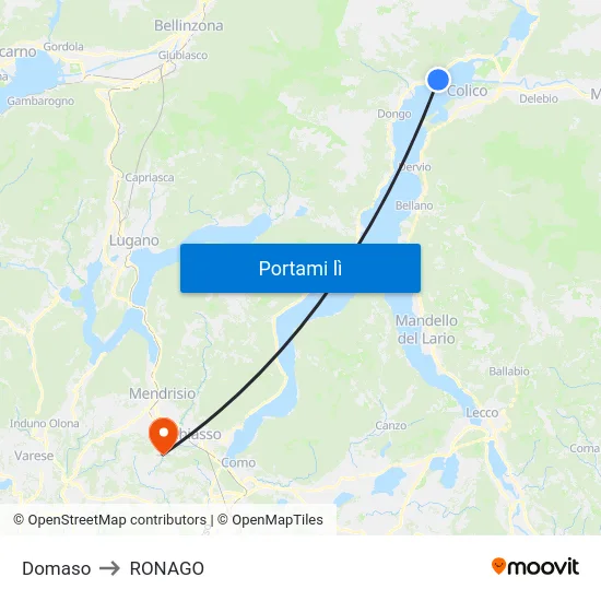 Domaso to RONAGO map