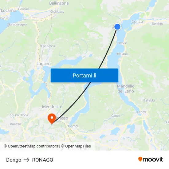 Dongo to RONAGO map