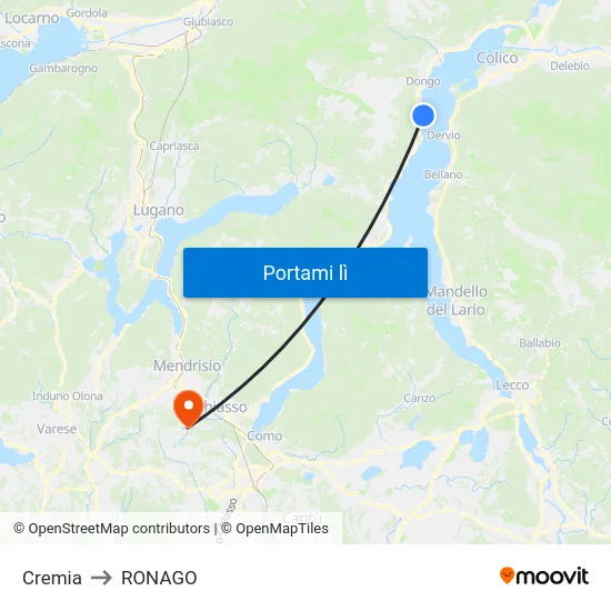 Cremia to RONAGO map