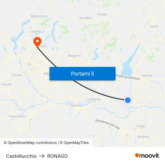Castellucchio to RONAGO map