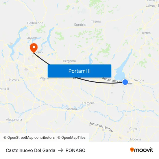 Castelnuovo Del Garda to RONAGO map