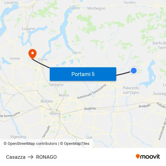 Casazza to RONAGO map