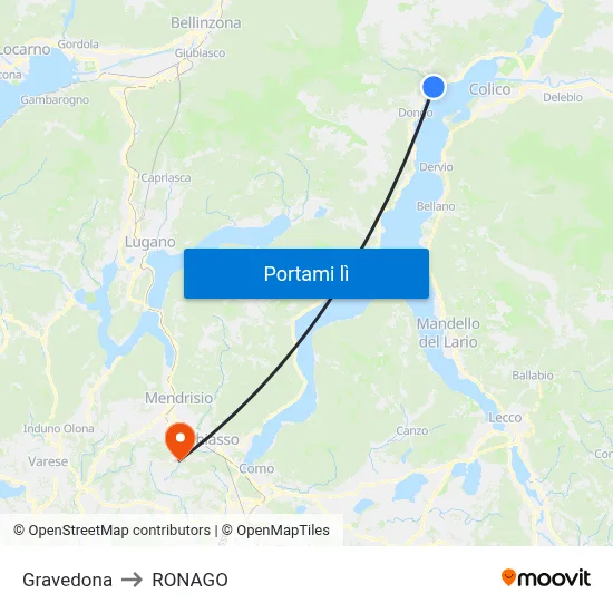 Gravedona to RONAGO map
