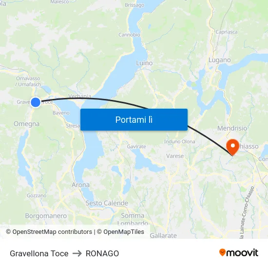 Gravellona Toce to RONAGO map
