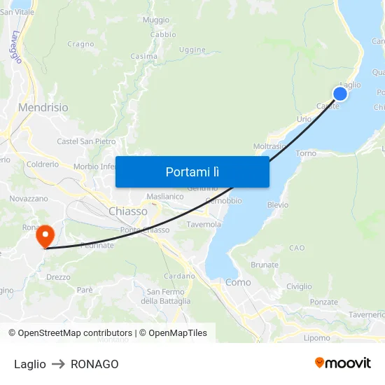 Laglio to RONAGO map