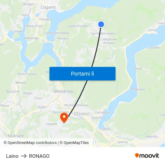 Laino to RONAGO map
