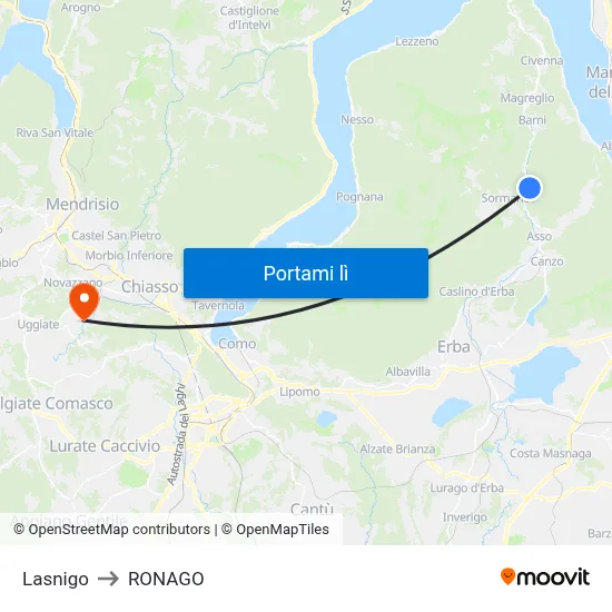 Lasnigo to RONAGO map