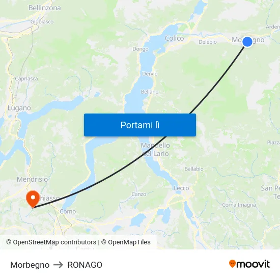 Morbegno to RONAGO map