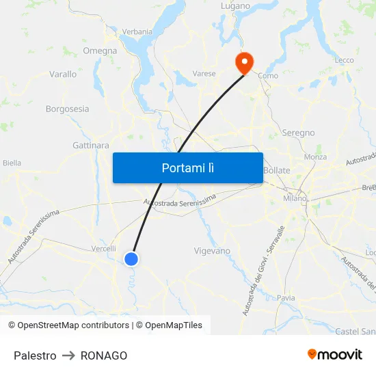 Palestro to RONAGO map
