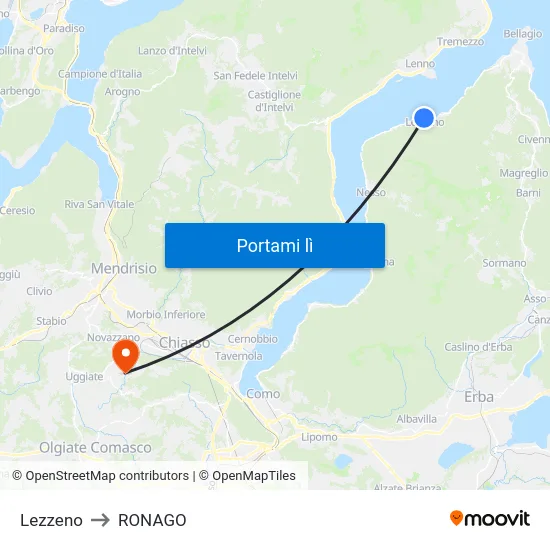 Lezzeno to RONAGO map