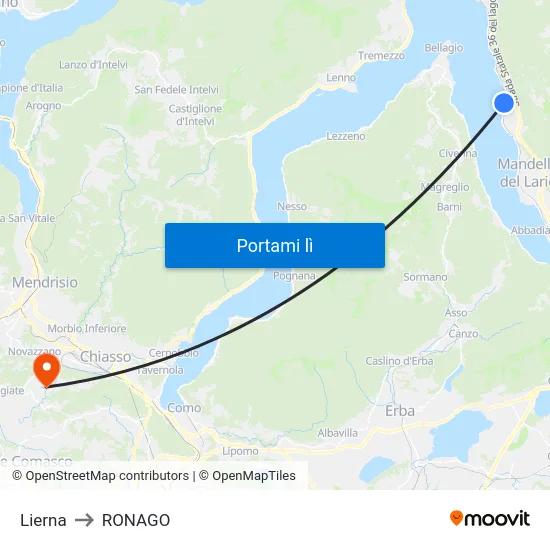 Lierna to RONAGO map