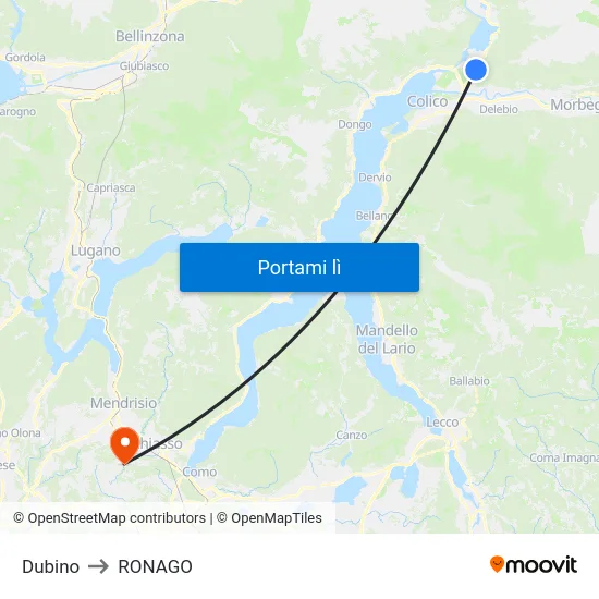 Dubino to RONAGO map