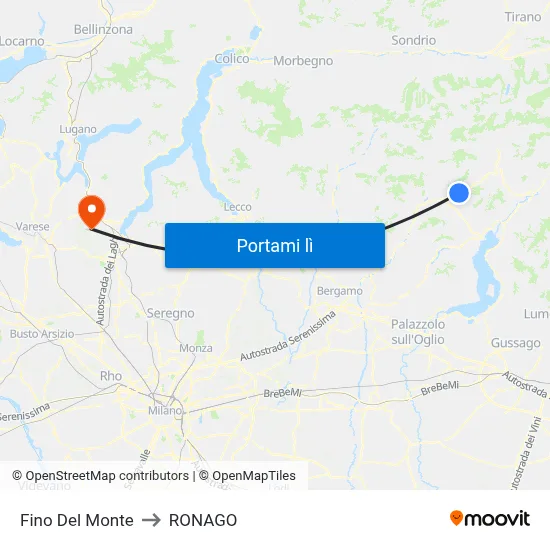 Fino Del Monte to RONAGO map