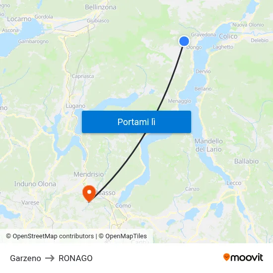 Garzeno to RONAGO map