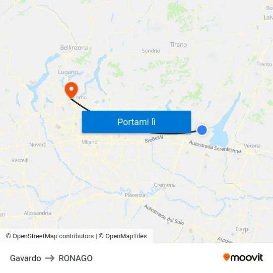 Gavardo to RONAGO map