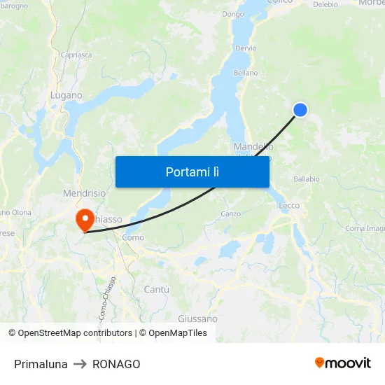 Primaluna to RONAGO map