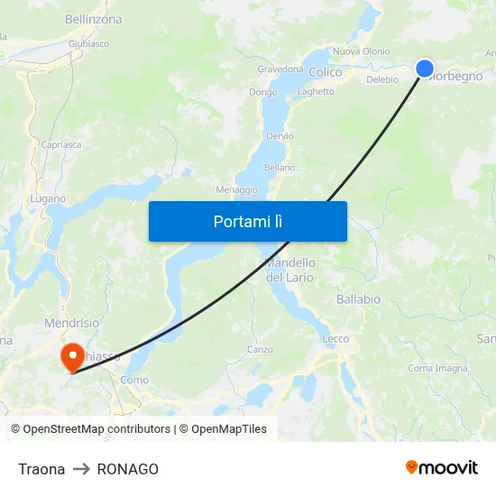 Traona to RONAGO map