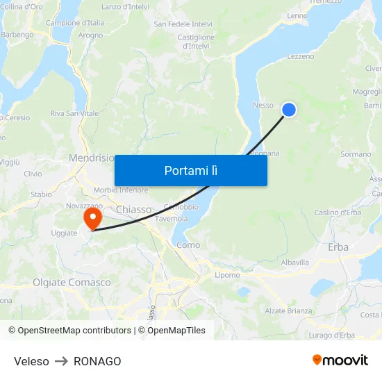 Veleso to RONAGO map