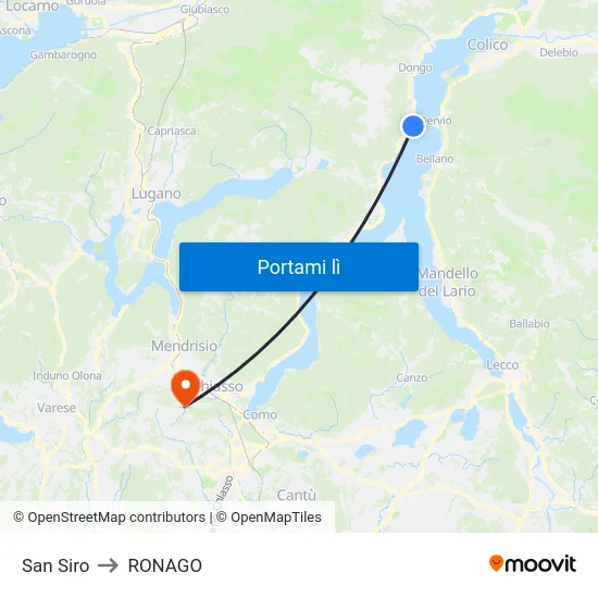 San Siro to RONAGO map