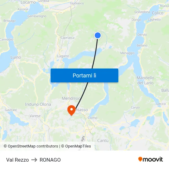 Val Rezzo to RONAGO map