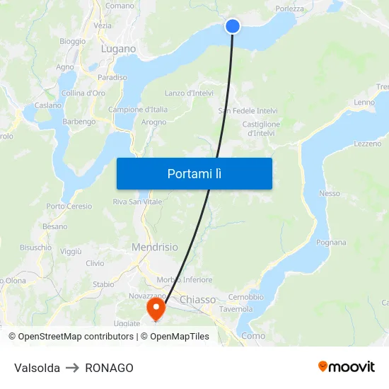 Valsolda to RONAGO map
