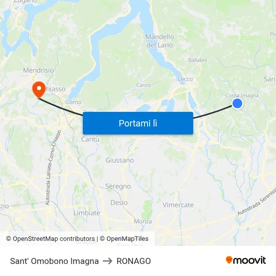 Sant' Omobono Imagna to RONAGO map