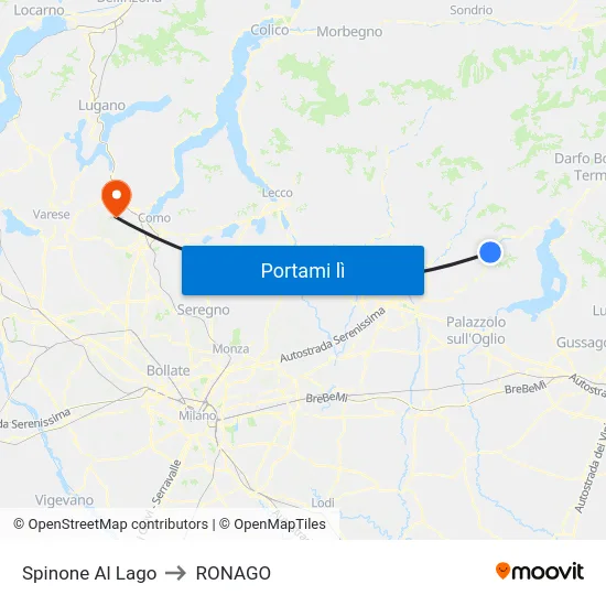 Spinone Al Lago to RONAGO map