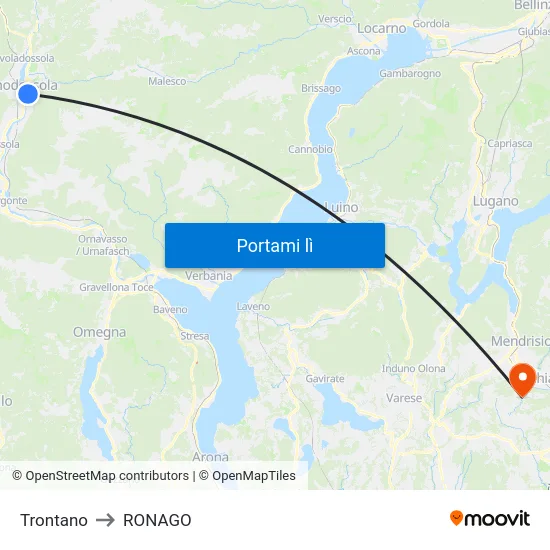 Trontano to RONAGO map