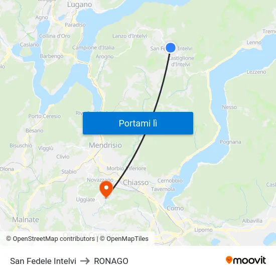 San Fedele Intelvi to RONAGO map