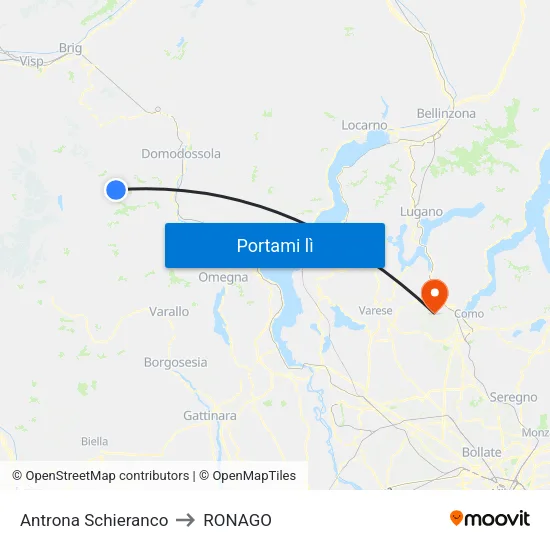 Antrona Schieranco to RONAGO map