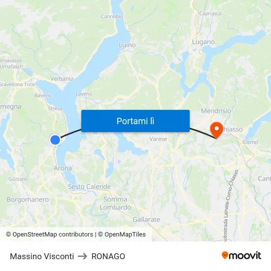 Massino Visconti to RONAGO map
