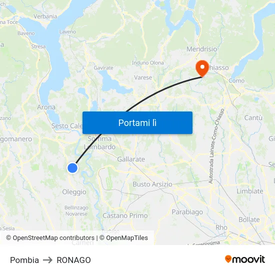 Pombia to RONAGO map