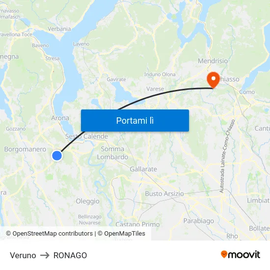 Veruno to RONAGO map